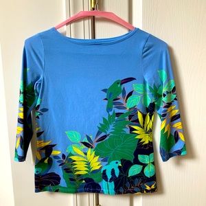 TALBOTS BRAND TROPICAL BLUE BIRD TEE SHIRT